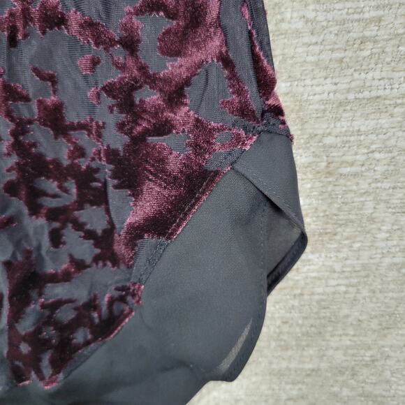 Simply Vera Wang Velvet Burnout Top Womens M Plum Sheer Hem Witchy Fairycore - Picture 13 of 15